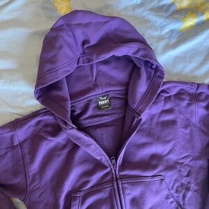 tna terry fleece boyfriend boxy zip hoodie - purple - 2xs